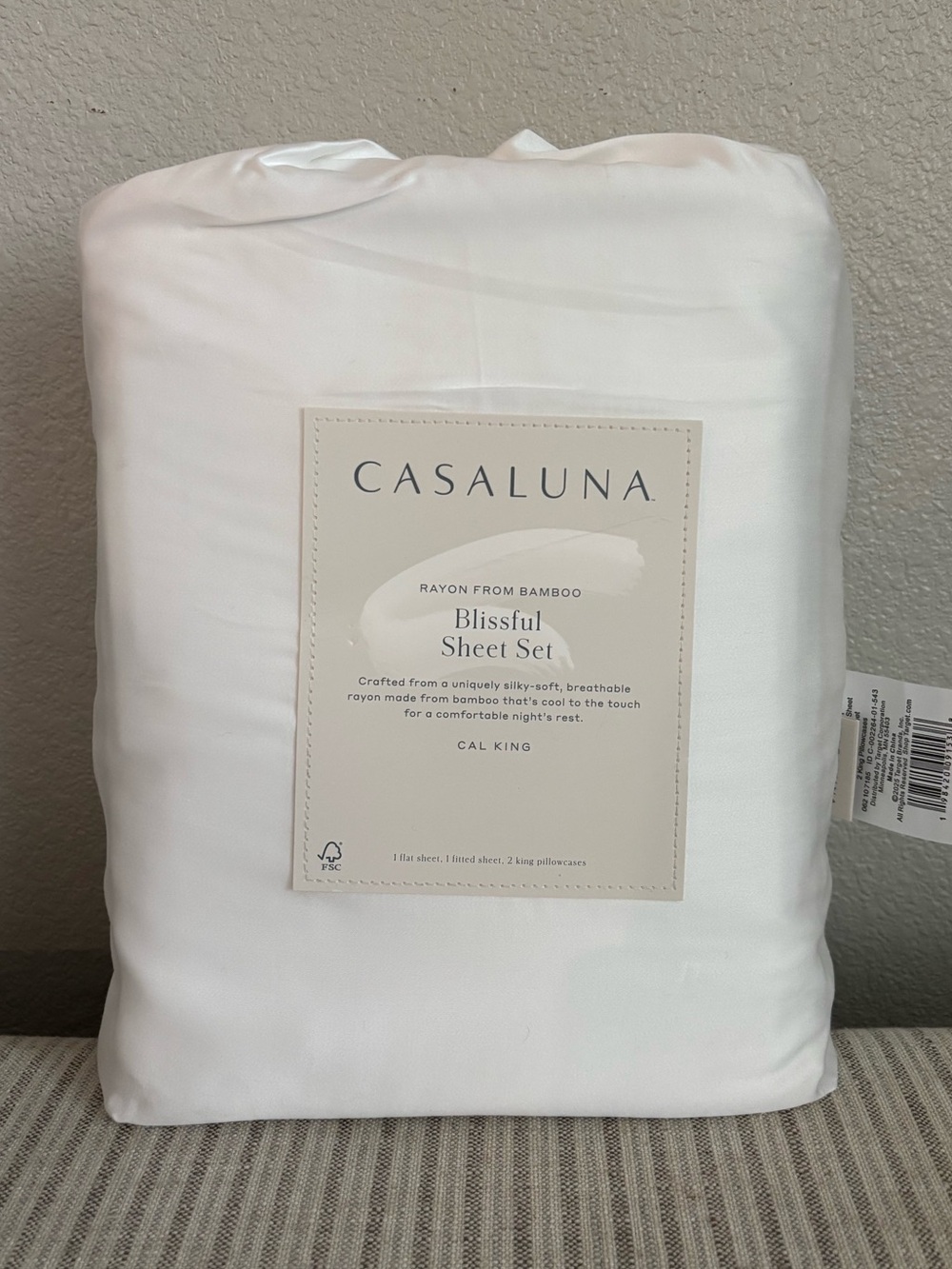 NWT California King 400 Thread Count Rayon from Bamboo Sheet Set White Casaluna